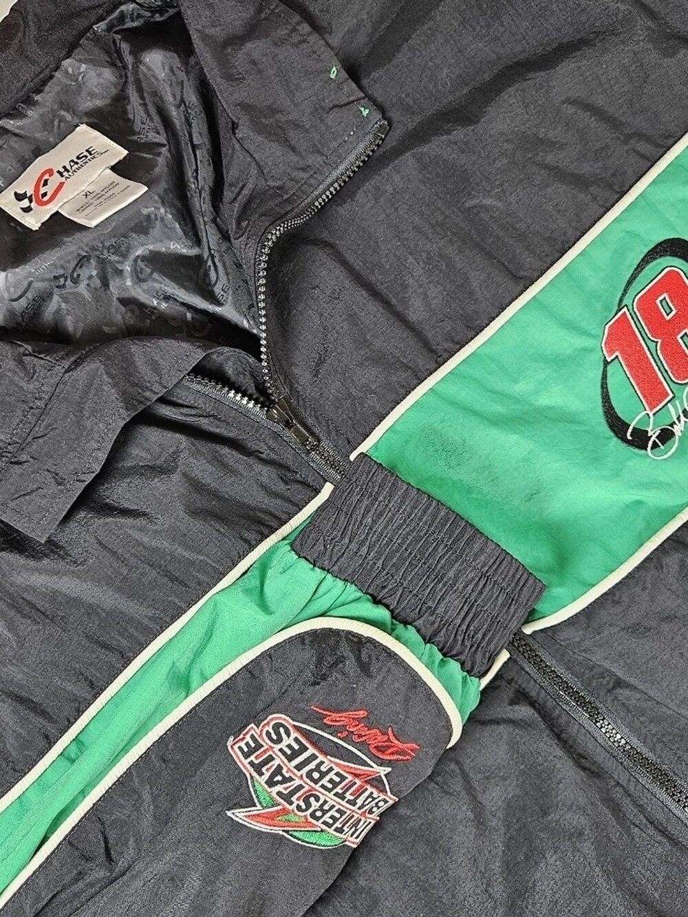 Chase Authentics Bobby Labonte #18 Interstate NASCAR Jacket Black Men's Size XL